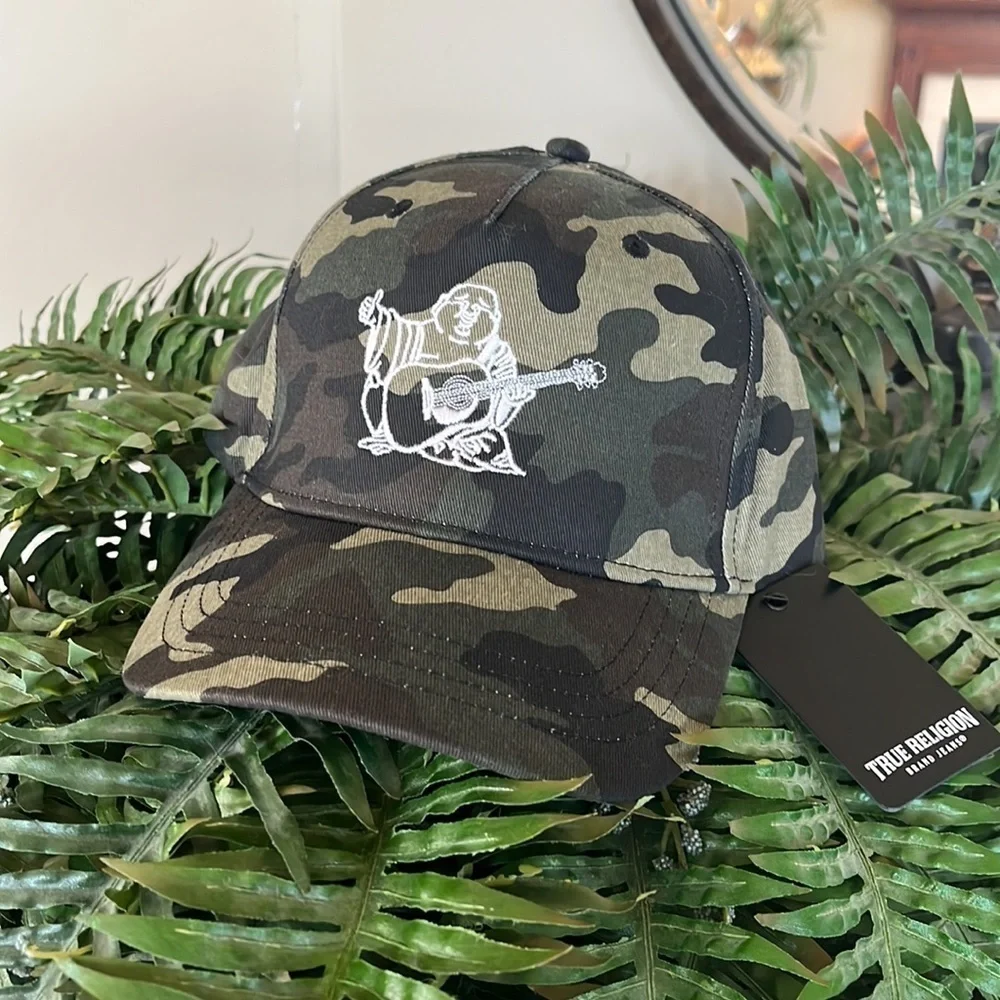 Brand New True Religion Camo Buddha Adjustable Snap Baseball Cap Embroidered Hat